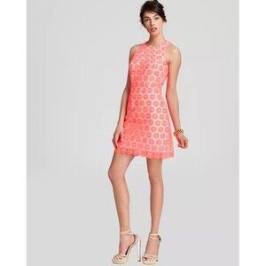 Lilly Pulitzer Pearl Mini Dress in Fiesta Pink Pinwheel Organza Size 4 EUC!!